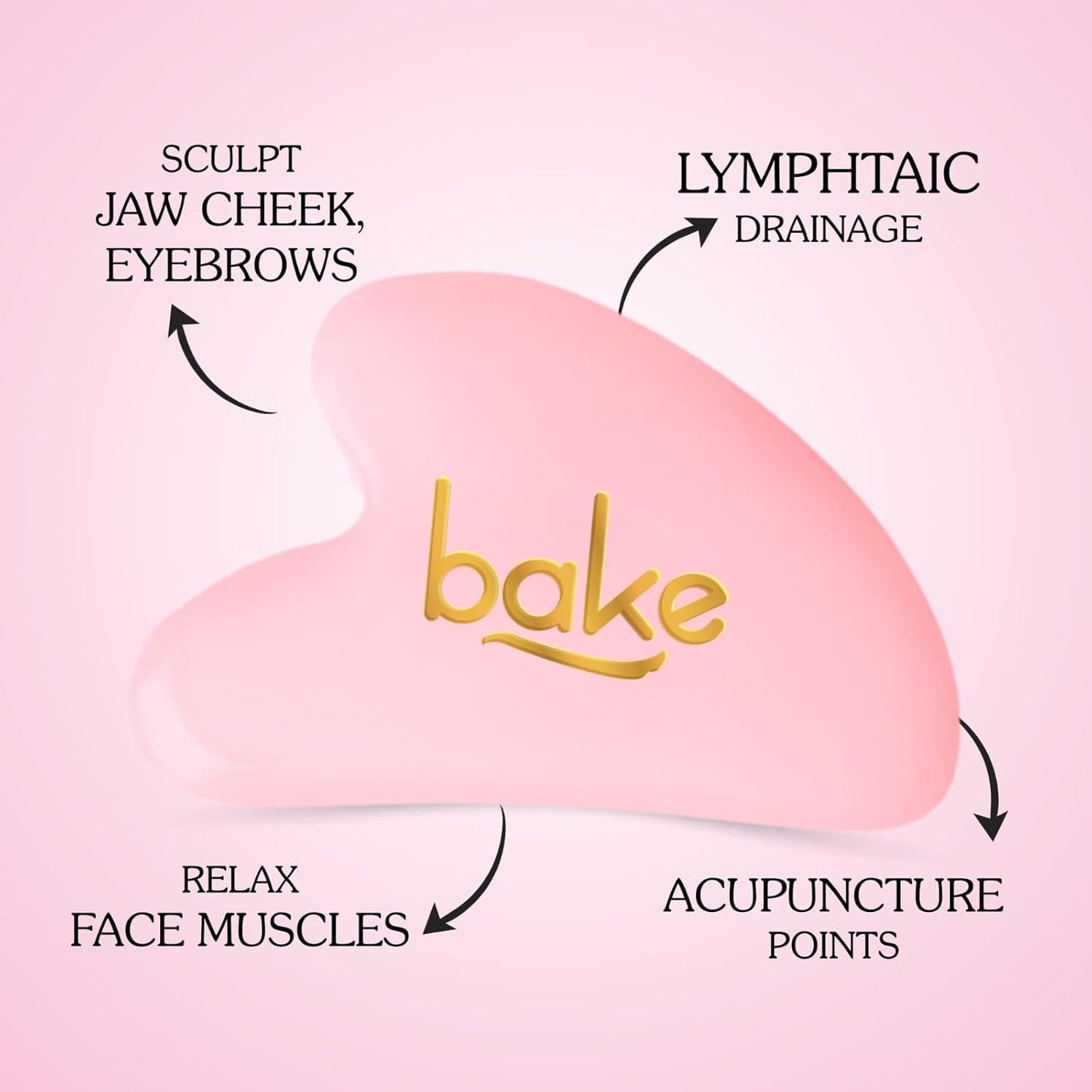 BAKE Gua Sha Face Massage Tool for Glowing Skin, Blood Circulation & Reducing Stress | Lifts Eyebrows, Smooths Wrinkles & Reduce Dark Circles | Jade Stone | 1 Piece