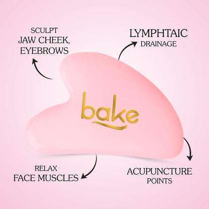 BAKE Gua Sha Face Massage Tool for Glowing Skin, Blood Circulation & Reducing Stress | Lifts Eyebrows, Smooths Wrinkles & Reduce Dark Circles | Jade Stone | 1 Piece