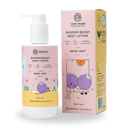 Little Rituals Barrier Boost Baby Body Lotion | Ceramide, Coconut Milk, Gotu Kola | Natural, Organic, Dermat Tested, Swiss Technology | Made Safe | Moisturizing & Nourishing | 250 ml