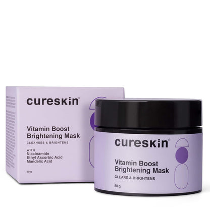 Cureskin Vitamin Boost D Tan Face Mask for Glowing Skin | D Tan Pack for Tan Removal | Fruit Based AHA Tan Removal De Tan Face Pack Mask for Women & Men | Tan Removal Cream