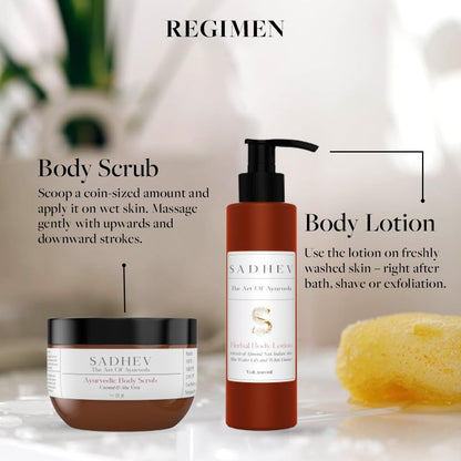 Sadhev Natural and Ayurvedic Coconut and Aloe Vera Body Scrub For Cleaning Dirt, Dead, and Damaged Skin Cells, Improve Skin Tone