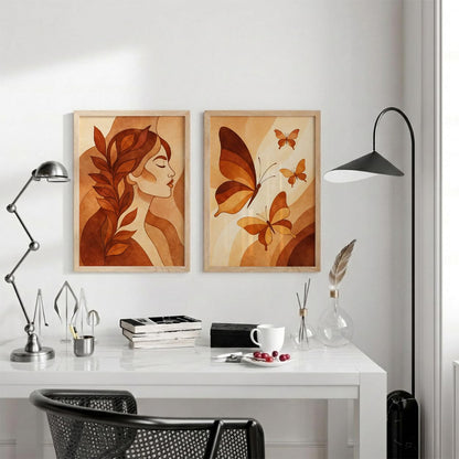 Modern Art Wall Painting Set of 2 for Living Room | Premium HD Printed Wall Frames for Bedroom, Office & Home Decor | Minimalist Contemporary Wall Art (Ready to Hang) (M.6, 13x19 inches)