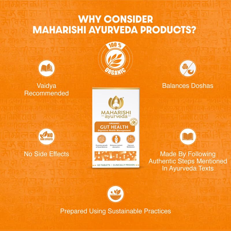 Zephivo Maharishi Ayurveda Gut Health Tablets - 100% Ayurvedic & Natural | Enhance Nutrient Absorption & Digestion | For Overall Gut Health | 60 Tablets
