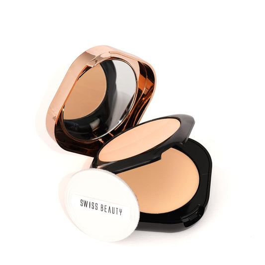 Swiss Beauty Double Duty Compact Powder | 2-in-1 Compact for Day to Night | Buildable Coverage | With Vitamin E & Hyaluronic Acid | 18g, Shade- 1- Natural Ivory/Fair Ivory