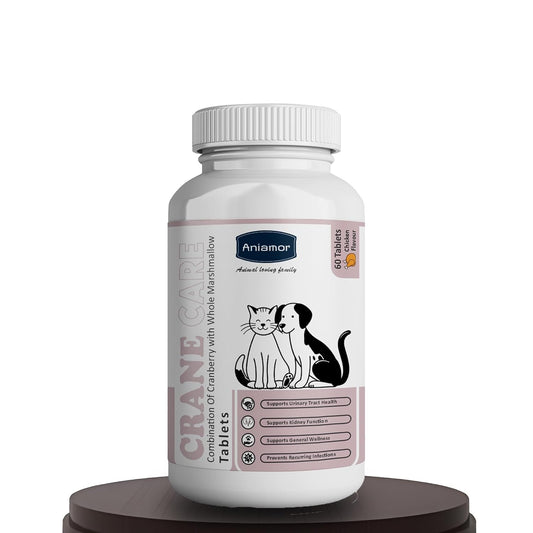 Aniamor Crane CareTablets for Dogs and Cats | |Cran Care| Promotes Urinary Tract Health | Dogs and Cats Supplement | for All Life Stages | Chicken Flavour | 60 Tablets