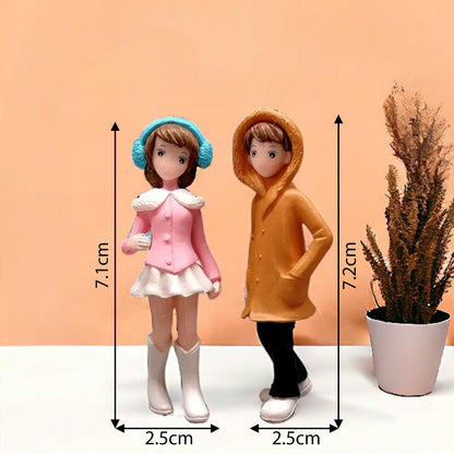 Set of 1 Winter Couple Miniature Gift for Girlfriend Boyfriend Husband Wife Valentines Day Gifts Miniature for Home Bedroom, Living Room,Resin Love Cupid Miniature