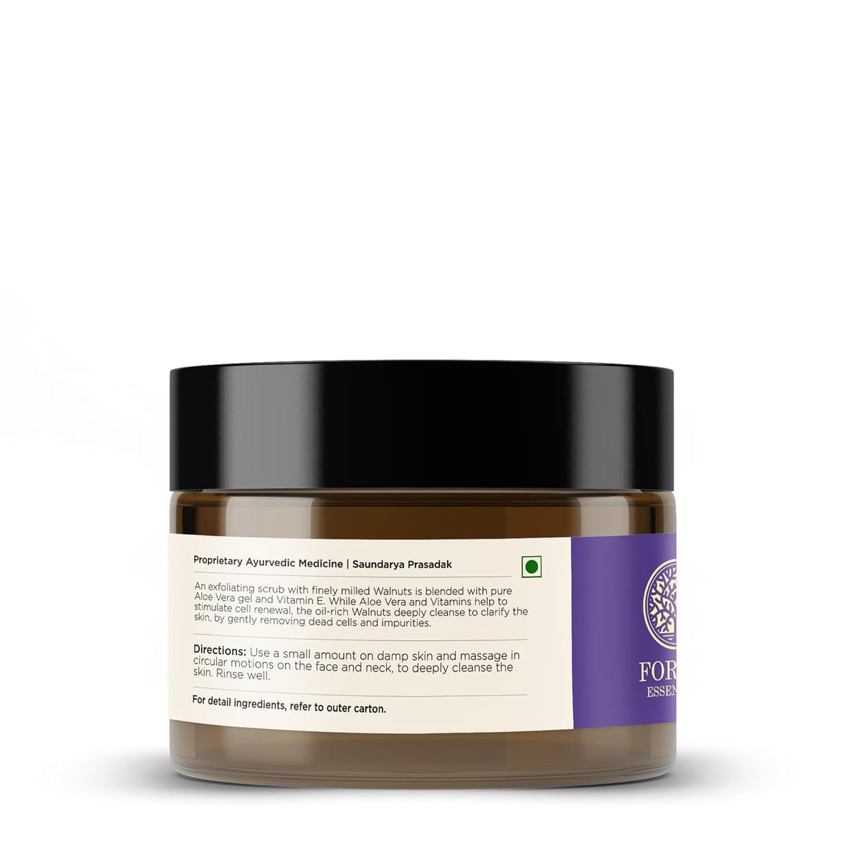 Forest Essentials Walnut Face Exfoliating Scrub For Oily Skin | Ayurvedic Tan Removal Facial Scrub | 50g