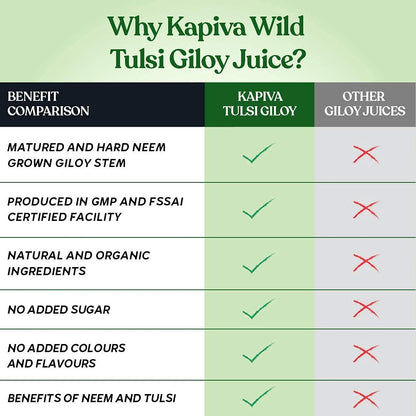 Kapiva Wild Tulsi Giloy Juice | Fresh Tulsi and Neem-grown Giloy to Support Immune Health