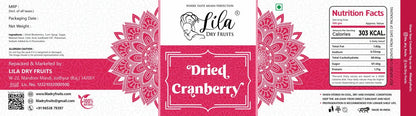 LILA DRY FRUITS Californian Dried and Sweet Sliced Cranberries | Real dried fruit without Sugar | No added Preservatives | Dehydrated Superfood Vegan & Non GMO Fruit Perfect for Gifting