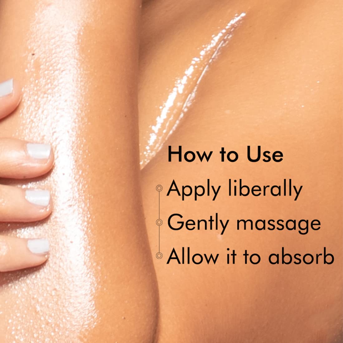 Skin with a product application and text on how to use it