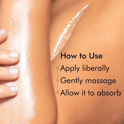 Skin with a product application and text on how to use it