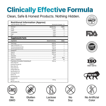 Autoimmunity Care Vegan Omega 3 Oil – Algal Oil Omega-3 with EPA DHA & Astaxanthin | Veg Omega3 Supplement for Heart, Brain, Eyes, Skin & Joints | Better than Fish Oil Omega3 | High EPA DHA | 25 Servings