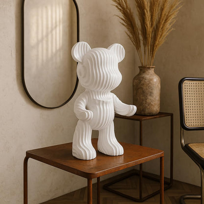 Modern Abstract Bear Figurine | Resin Home Decor Accent | Contemporary Art Piece | Unique Decor for Living Room, Office, or Shelf | Creative Gift Idea (White)