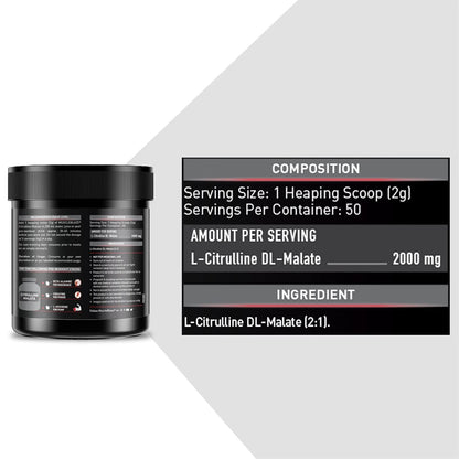 MuscleBlaze Citrulline Malate Powder(Unflavoured,100 G)| Supports Endurance & Muscle Pump,1 Count,50 Servings