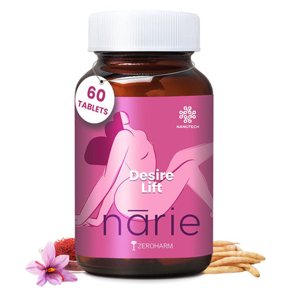 ZEROHARM Narie Desire Lift | with Maca Root, Ginseng, Ashwagandha, Safed Musli, L-Arginine for Intimate Wellness, Confidence, & Energy for Women - Plant Based Supplement - 60 Nano Formulated Capsules