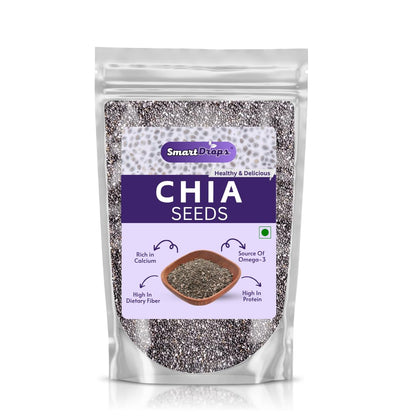 Smartdrops Chia Seeds, Chiaseeds, Raw Chia Seed, Chia Seeds Weight Loss, ChiaSeeds For Weight Loss Daily Use Seed Blend Pack For Drinks Smoothie & Meals For Men And Women - 50gm (Pack 1)