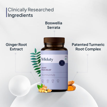 Zephivo Miduty by Palak Notes Joint Pain Relief Supplement Boswellia Serrata, Turmeric Root Complex, Ginger Root - Support Joint Health Supplement - 60 Capsules