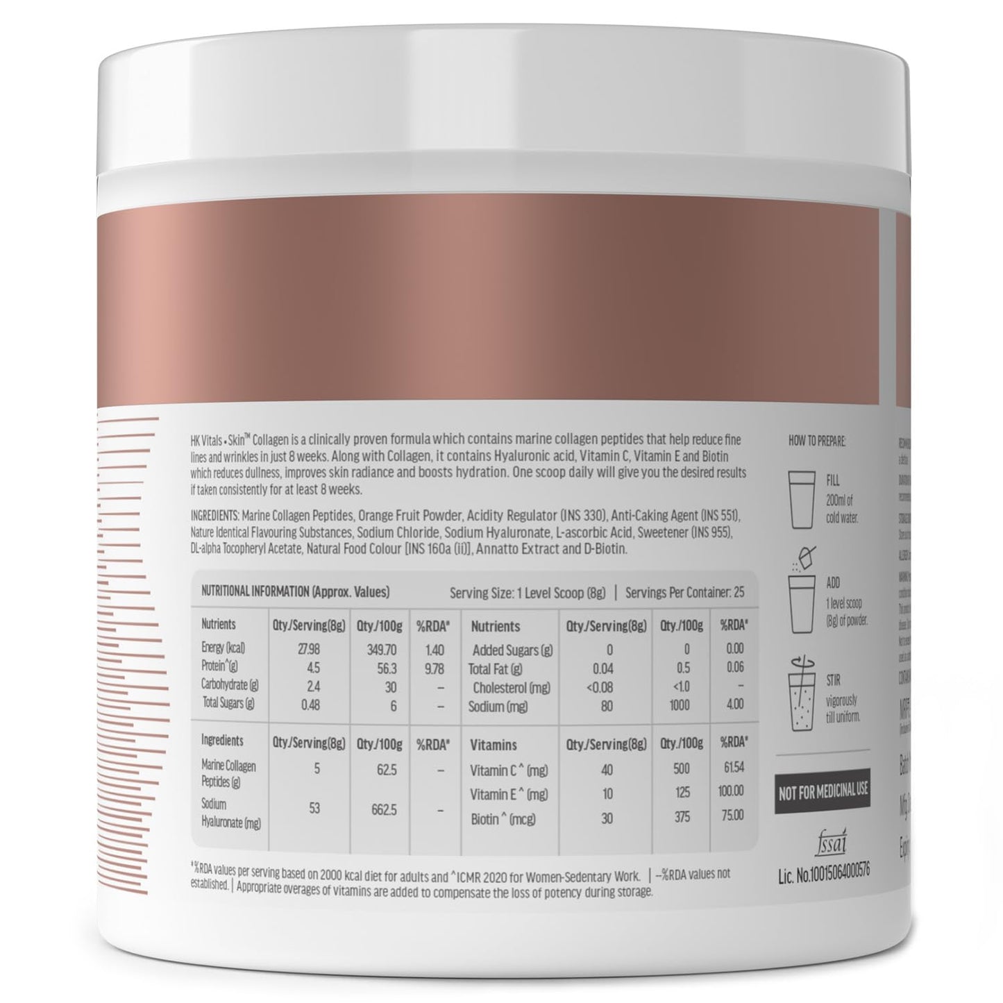 HealthKart Hk Vitals Marine Collagen Supplements Powder (Mango, 200 Gram) |Vitamin C, E, Sodium Hyaluronate | For Healthy Skin, Hair & Nails