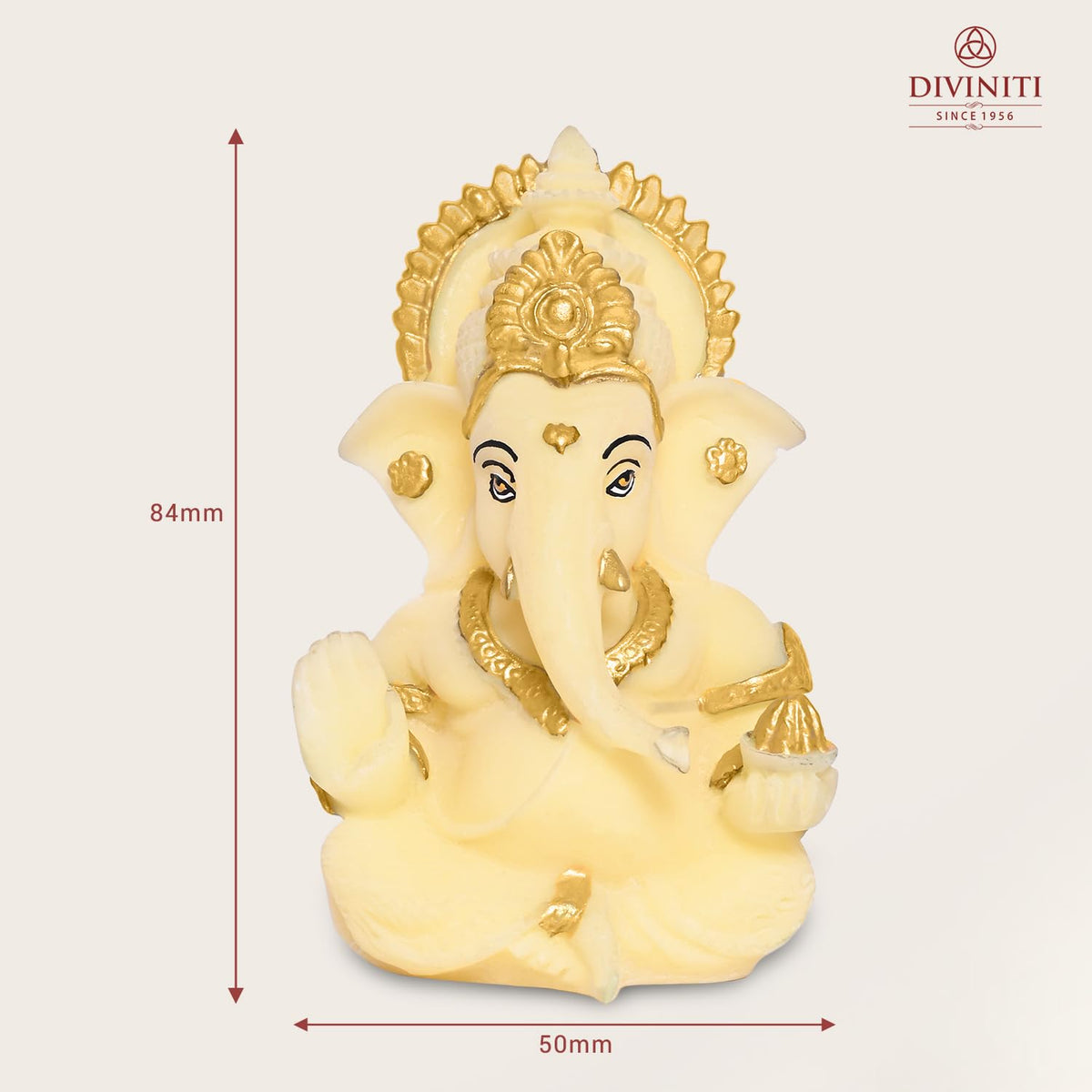 24K Gold Plated Resin Lord Ganesha Idol for Car Dashboard, Tabletop|Ganesh Statue for Good Luck and Success|Ganpati Murti for Home Decor Mandir, Office Desk Puja Gift Lime Yellow (8.4x4.2cm)