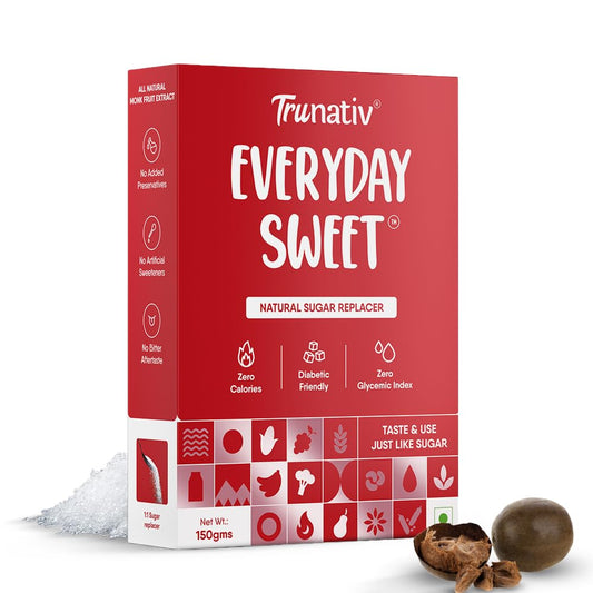Trunativ Everyday Sweet | Monkfruit Sweetener Powder Loose Sugar Like Sweetener | Zero-Calorie Sugar Substitute | 1:1 Sugar Replacer for Cooking & Baking | Keto & Diabetic Friendly | 150g (Pack of 1).