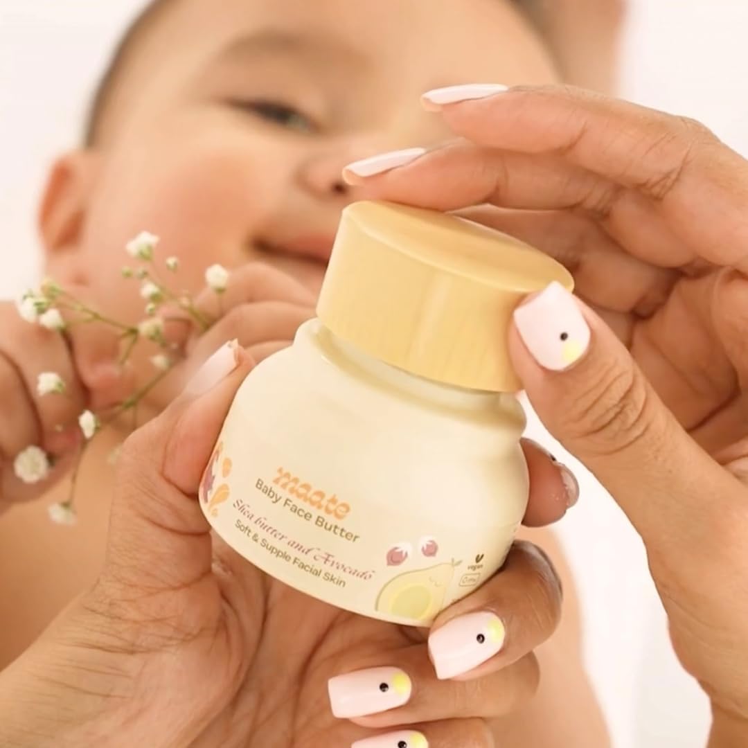 Maate Baby Face Butter 50 gm | Enriched with Shea Butter & Avocado | Soft, Nourished & Supple Facial Skin | Light & Quick Absorbing Lotion | Moisturizing Cream For Face | For Babies & Kids 0m+