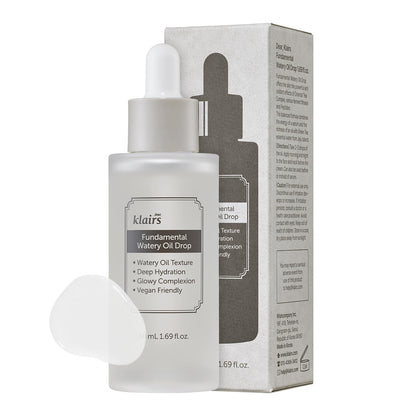 DearKlairs Fundamental Watery Oil Drop (50ml) | Hydrating, Calming & Skin Repairing Korean Face Serum | Strengthens Skin Barrier & Improves Fine Lines & Wrinkles | With Green Tea, Rice & Peptides
