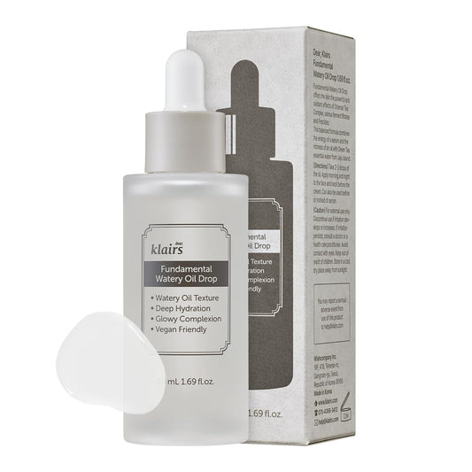 DearKlairs Fundamental Watery Oil Drop (50ml) | Hydrating, Calming & Skin Repairing Korean Face Serum | Strengthens Skin Barrier & Improves Fine Lines & Wrinkles | With Green Tea, Rice & Peptides
