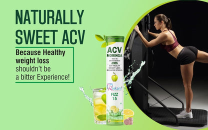 ACV Moringa 500mg Shikanji Flavour 15 Effervescent Tablets For Gut Health | Weight Loss | Reduces Stress | 100% Vegan | 15 Tablets Each (Pack of 1)