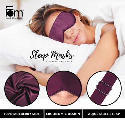Friends Of Meditation 100% Mulberry Silk Eye Mask, Super Smooth Sleep Mask And Blind Fold (Maroon)