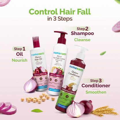 Mamaearth Onion Hair Oil with Onion Oil & Redensyl for Hair Fall Control | Boosts Hair Growth | Adds Strength & Shine | 200 ml
