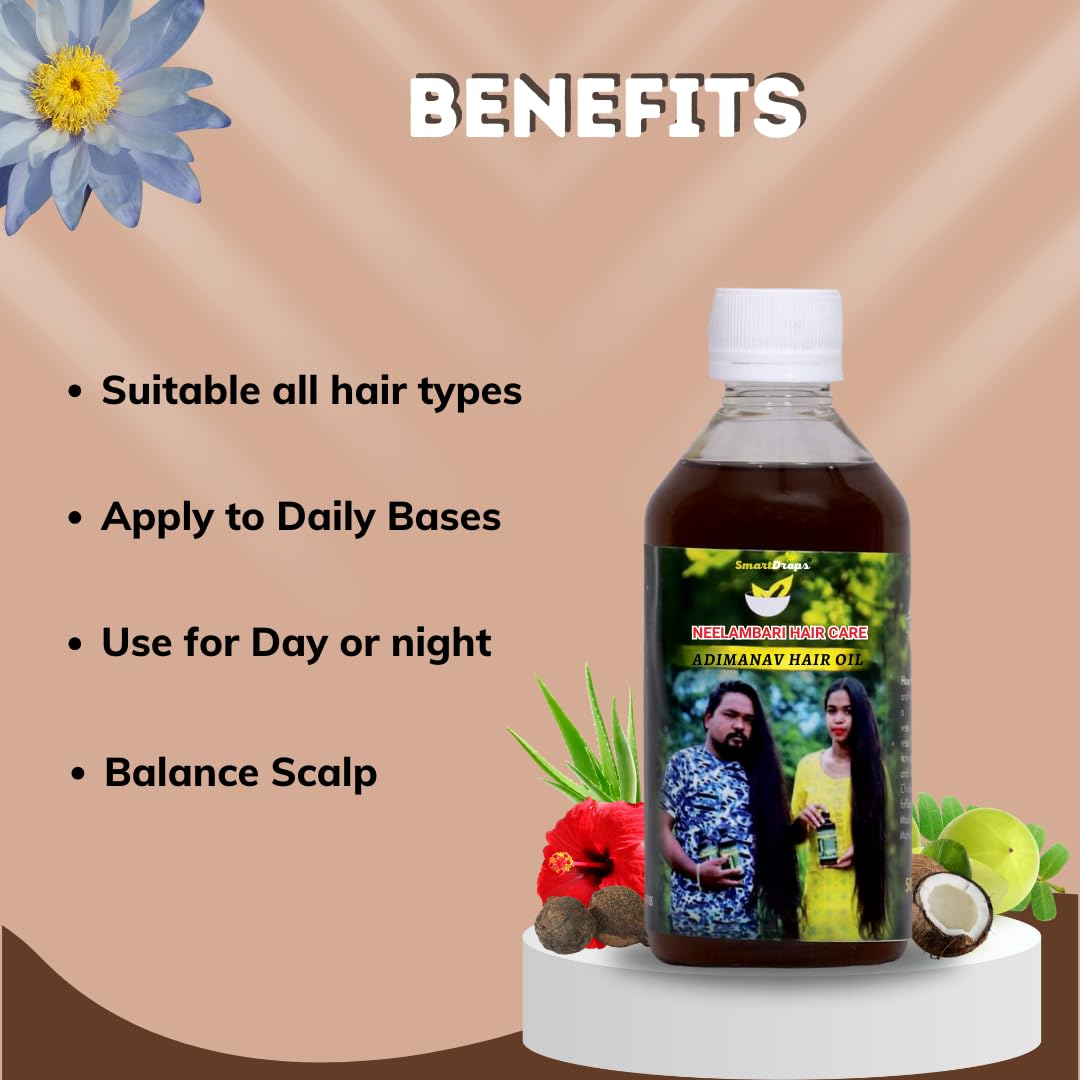 Smartdrops Adimanav Neelambari Adimanav Herbal Hair Oil For Hair Growth | Neelambari Adimanav Hair Oil | For Women and Men,100 ml