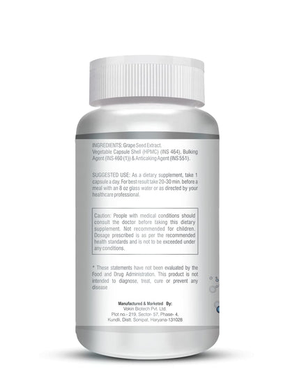 Vokin Biotech Grape Seed Extract | 500 mg | 95% Polyphenols | Support Heart Health 90 capsule