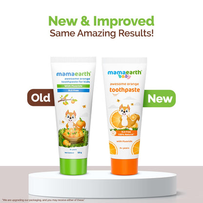 Mamaearth Natural Toothpaste For Cleanses Cavity,Plaque Repairing, Orange Flavour, SLS Free, With 750 Ppm Fluoride, 4+ Years, Plant Based with No Harmful Chemicals, 50Gm