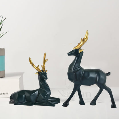 Resin Cute Deer Showpiece - Artifacts for Home Decor Living Room, Decorative Items for Tv Unit, Center Table (Black-7'')