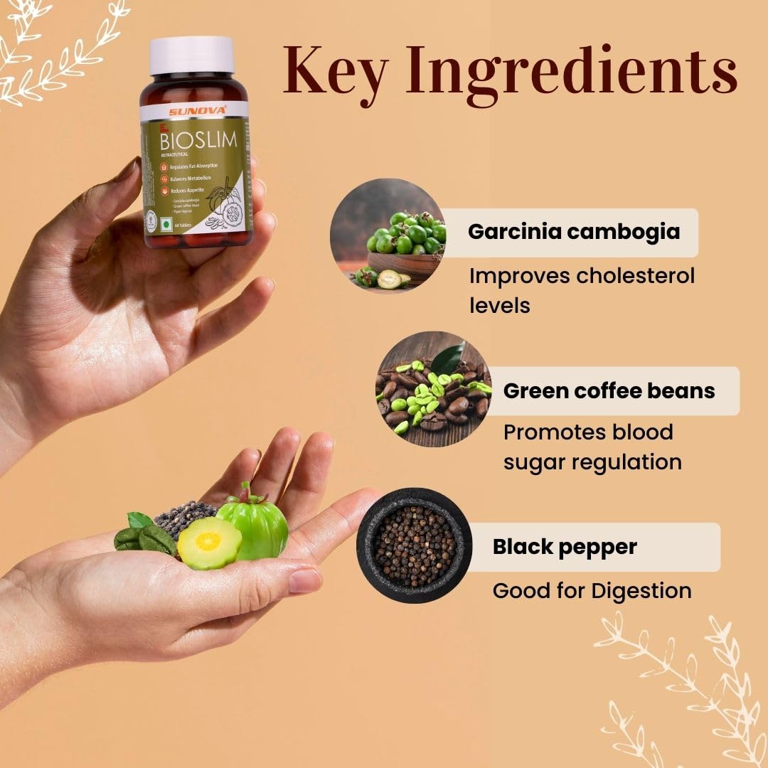 Schwabe Sunova Bioslim (Pack Of 1)-Garcinia Cambogia With Green Coffee Bean Extract & Piper Nigrum-For Men & Women (60 Tablets)