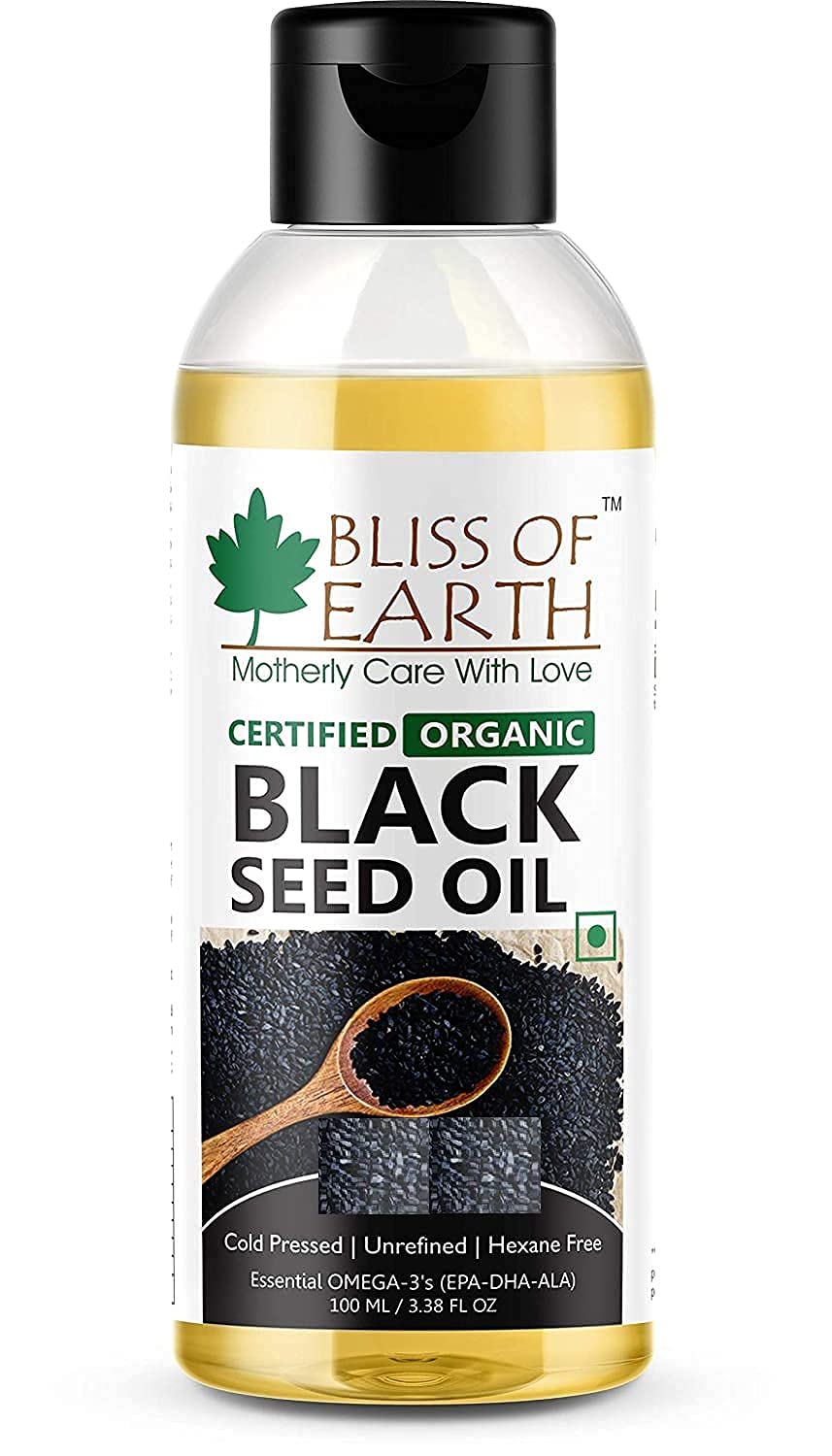 Bliss of Earth 100ML Certified Organic Black Seed Oil+Organic Sesame Oil 100ML. Coldpressed & Unrefined (Pack of 2)