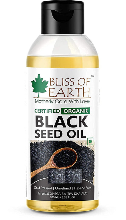 Bliss of Earth 100ML Certified Organic Black Seed Oil+Organic Sesame Oil 100ML. Coldpressed & Unrefined (Pack of 2)