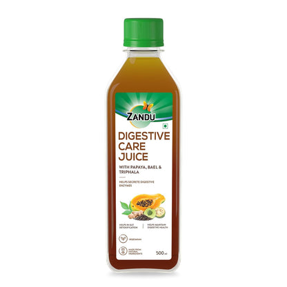 Zandu Digestive Care Juice, 500 ml, Enriched with Papaya, Triphala & Bael to improve Gut Health, Relieves Gas, Boosts Appetite, Scientifically Tested