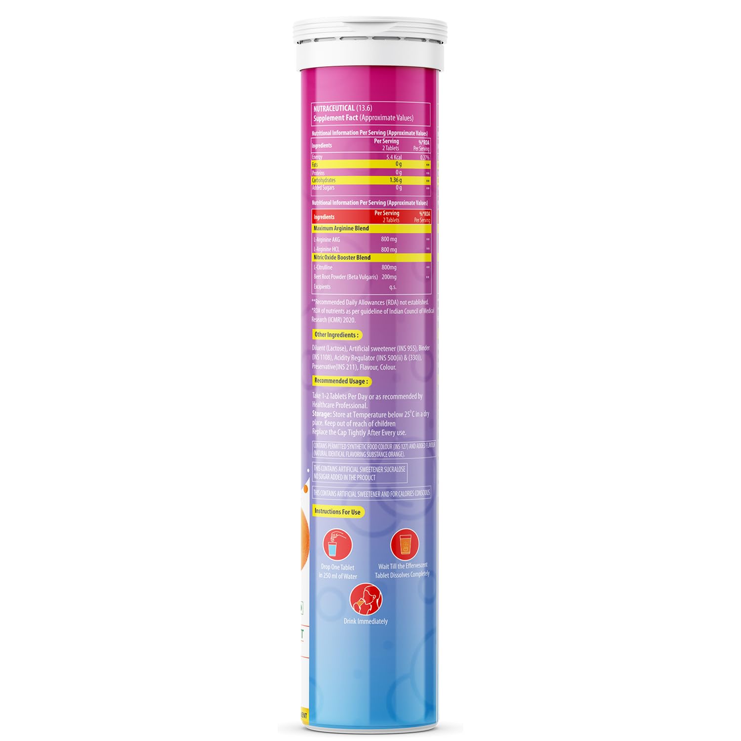 Supplement tube with label on a white background