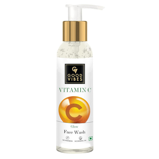 Good Vibes Vitamin C Glow Face Wash, 120 ml Rich in Antioxidants Moisturizing Skin Softening Formula for Healthy Glowing Skin, Helps Reduce Dark Spots & Blemishes For All Skin Types