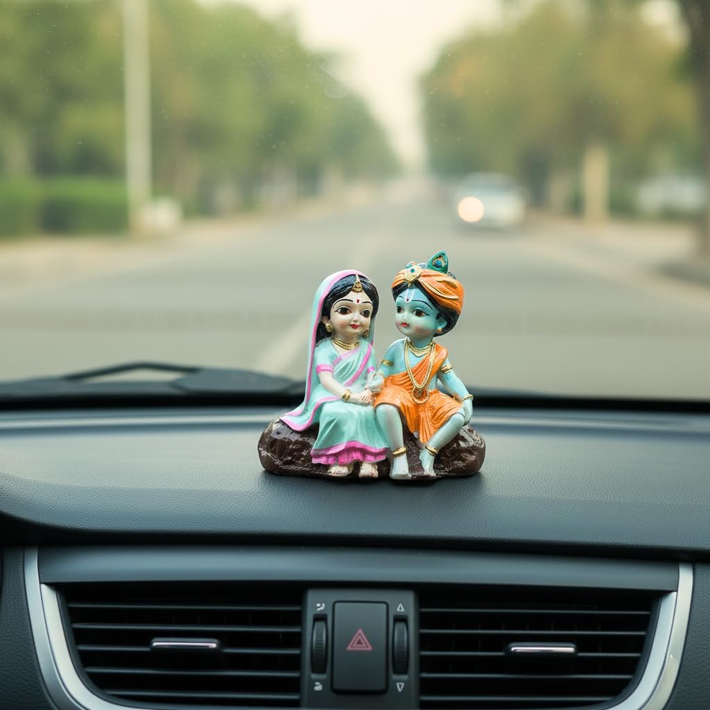 Radha Krishna Resin Idol, Blue, 10 × 6 × 9 cm