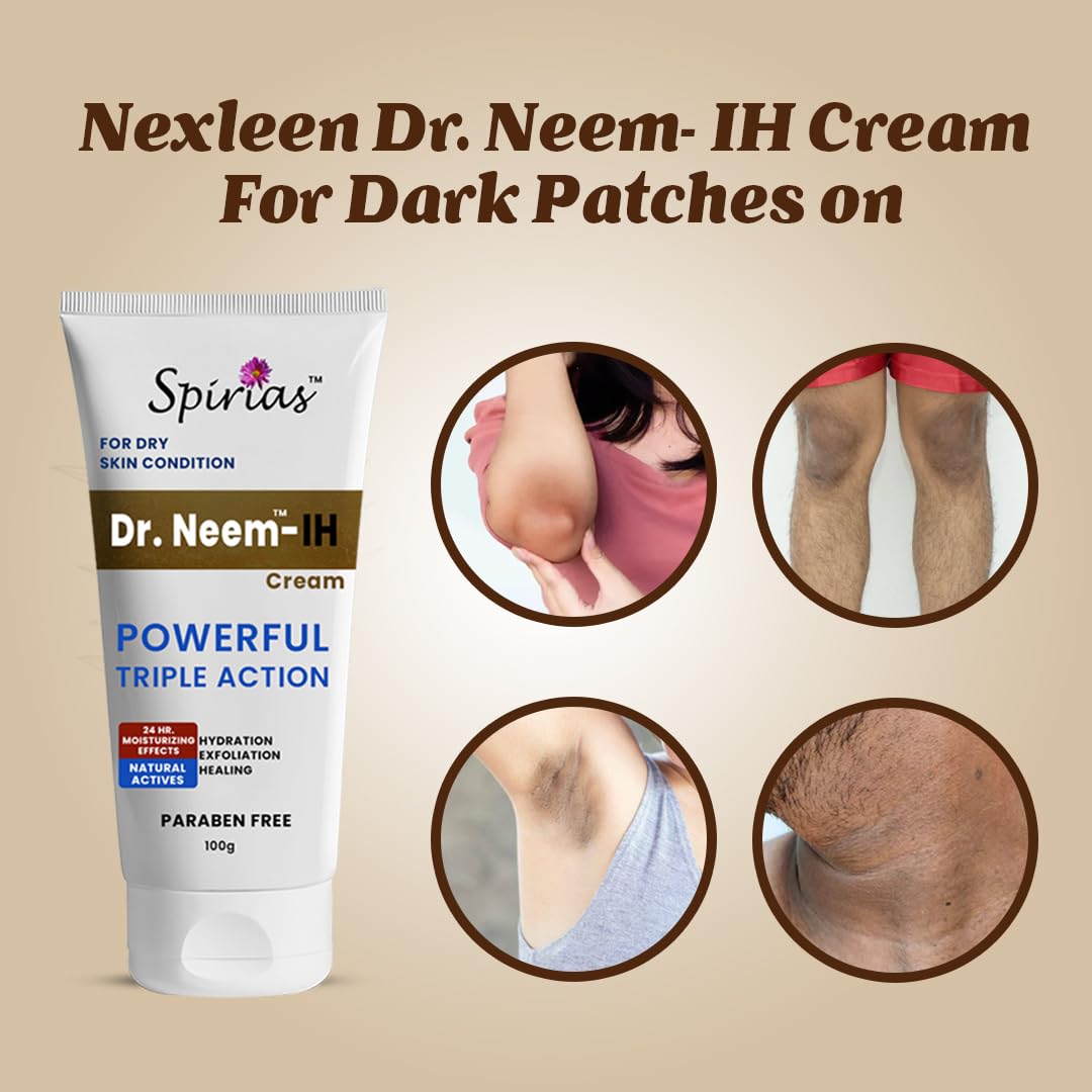 Dr. Neem Skin Cream, Enriched with Neem & Almond Oil,For Dark Patches on Knees, Elbow, Ankles & Underarms,Repairs Cracked Skin & Nipples, Paraben Free-100g