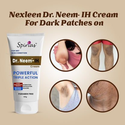 Dr. Neem Skin Cream, Enriched with Neem & Almond Oil,For Dark Patches on Knees, Elbow, Ankles & Underarms,Repairs Cracked Skin & Nipples, Paraben Free-100g