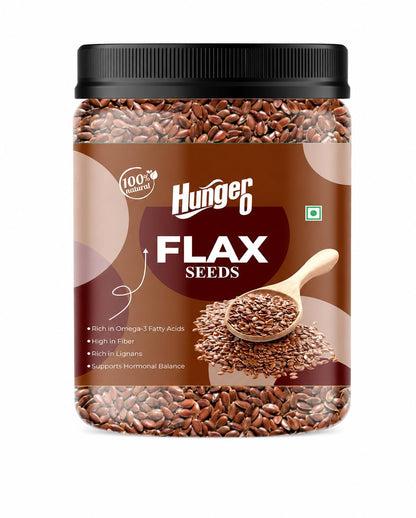 Hunger 0 Flax Seeds 250g | Raw Unroasted Alsi Seeds | Premium Natural Whole Flaxseed Rich in Fiber & Plant Protein | High Omega-3 Source | Healthy Diet Snack for Smoothies, Baking & Daily Nutrition