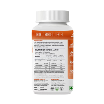 Supplement bottle with nutrition information label on a white background