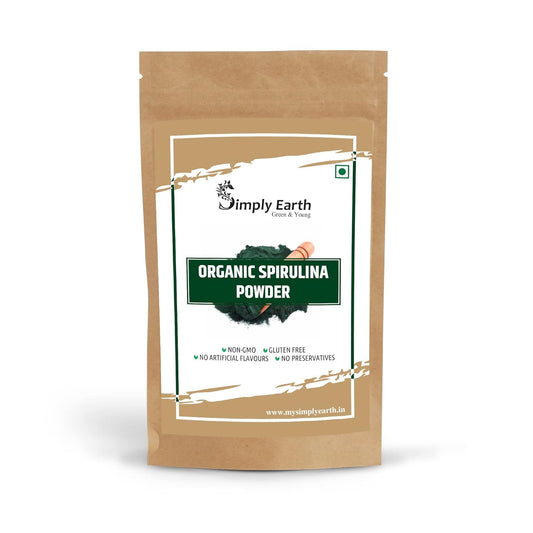 Simply Earth Organic Spirulina Powder for Energy, Digestion & Skin Health | Plant Based Protein Superfood Non-GMO | Immunity Booster, Superfood Supplement & Natural Multivitamin - 100g Veg Powder