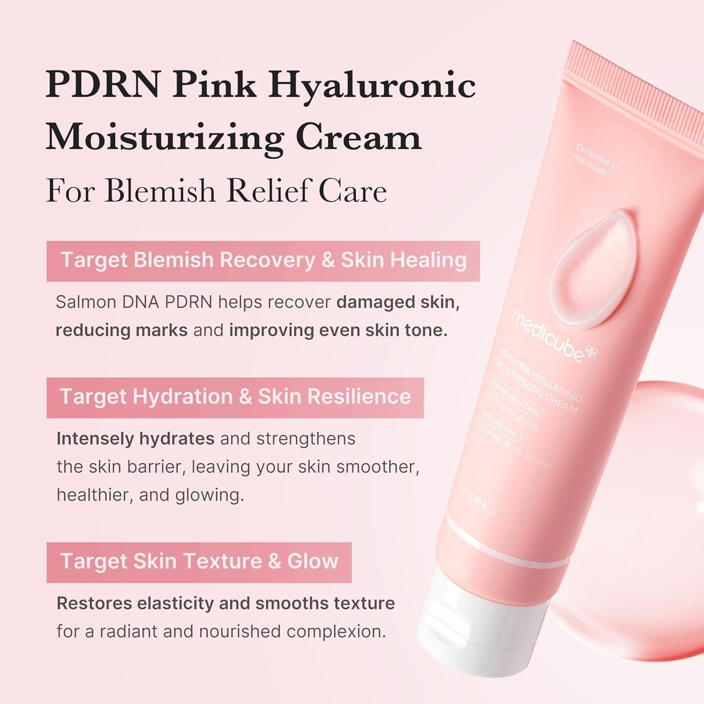 Medicube Salmon DNA PDRN Pink Hyaluronic Moisturizing Cream | Blemish Relief & Hydrating Care | Restores Skin Elasticity & Glow | Korean Skincare, Even Skin Tone & Pore Care | 50ml