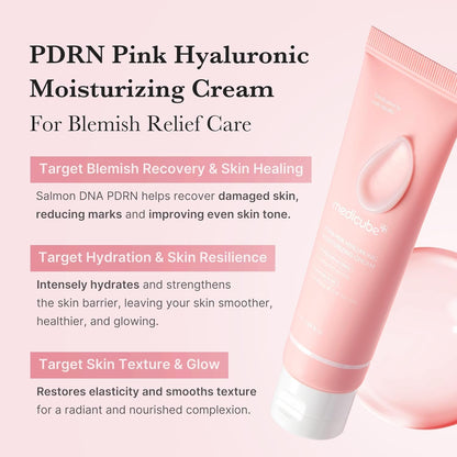 Medicube Salmon DNA PDRN Pink Hyaluronic Moisturizing Cream | Blemish Relief & Hydrating Care | Restores Skin Elasticity & Glow | Korean Skincare, Even Skin Tone & Pore Care | 50ml