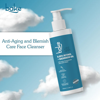 BAKE 0.05% Retinol Face Wash for Wrinkles | Anti Aging & SkinTightening for Men & Women | Fight signs of aging & Stimulates Collagen Production | 100ml