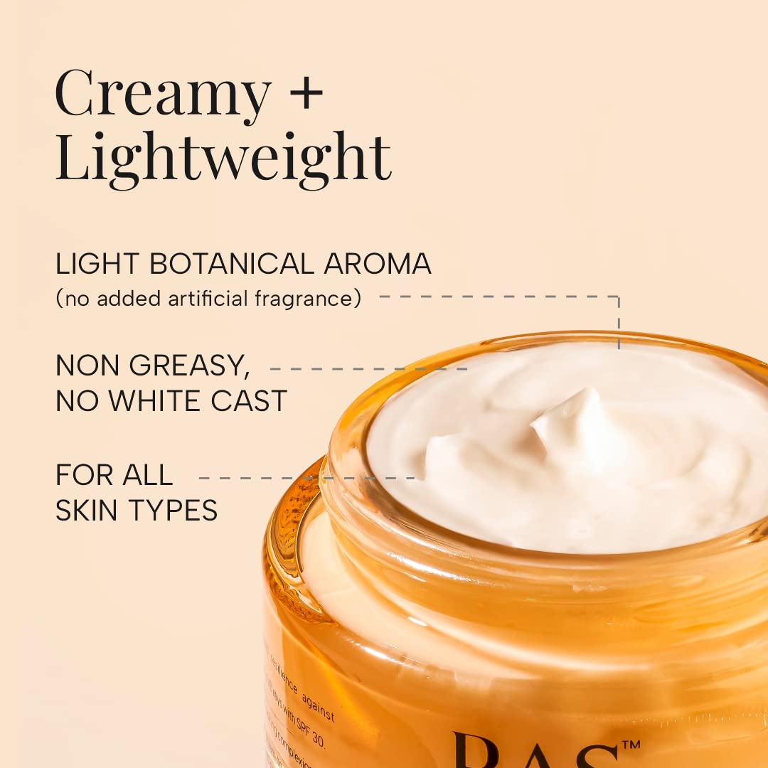 Ras Luxury Oils Super Charge Day Cream with Multivitamin SPF 30 PA++++ Goji Berry & Ceramides | Moisturizer for Glowing Skin with 72HR Hydration | Protection from UVA & UVB | Luxury Skincare